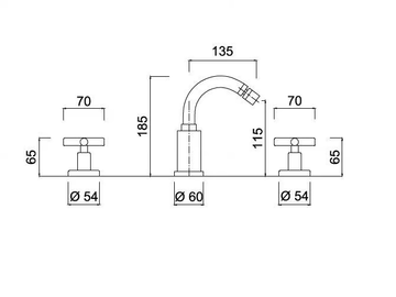 G3 - F7645A - 3 hole countertop bidet tap with swivel spout by Rubinetteria Giulini - view 3